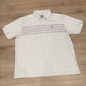 Callaway White Polo Shirt with Multicolor Stripes